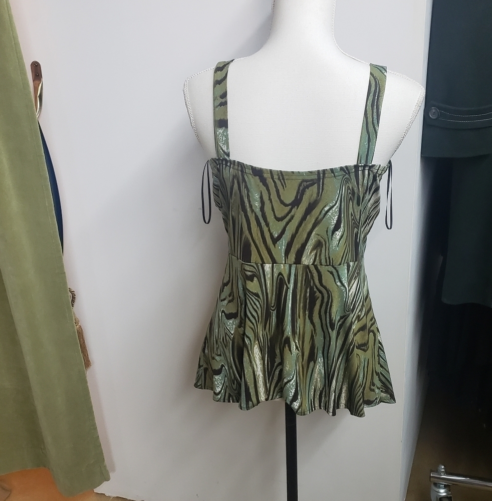 NWOT Linda Segal Print Feather Tank Top - Picture 4 of 9